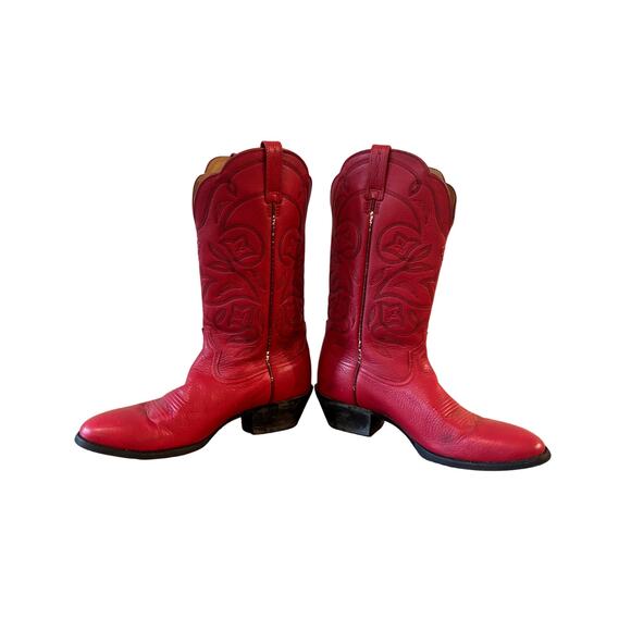 Vintage Ariat Red Leather Western Cowboy Boots Women’s 9 US - Picture 1 of 12